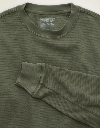 AE Boxy Fit Garment-Washed Thermal Shirt