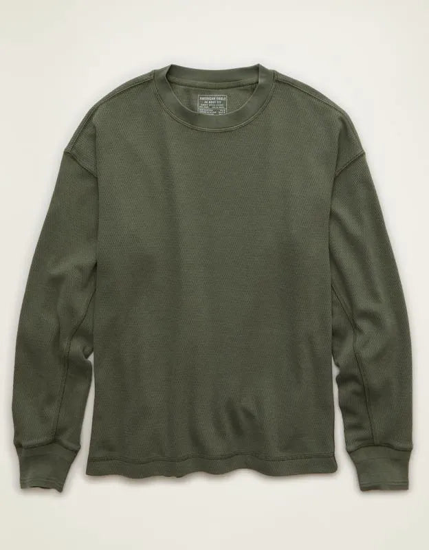 AE Boxy Fit Garment-Washed Thermal Shirt