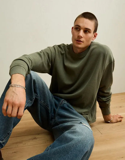 AE Boxy Fit Garment-Washed Thermal Shirt