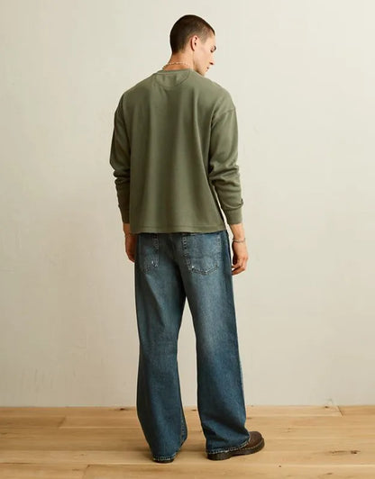 AE Boxy Fit Garment-Washed Thermal Shirt