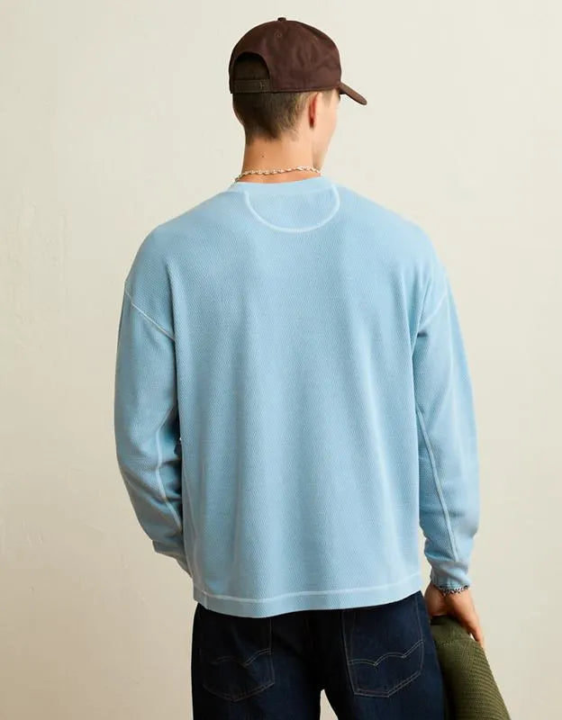 AE Boxy Fit Garment-Washed Thermal Shirt