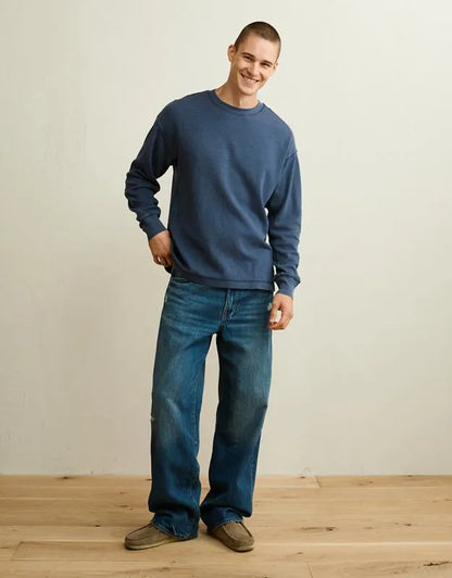 AE Boxy Fit Garment-Washed Thermal Shirt