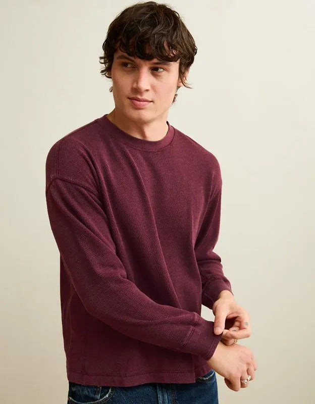 AE Boxy Fit Garment-Washed Thermal Shirt