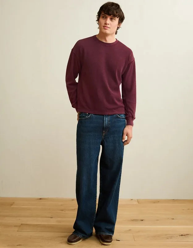 AE Boxy Fit Garment-Washed Thermal Shirt