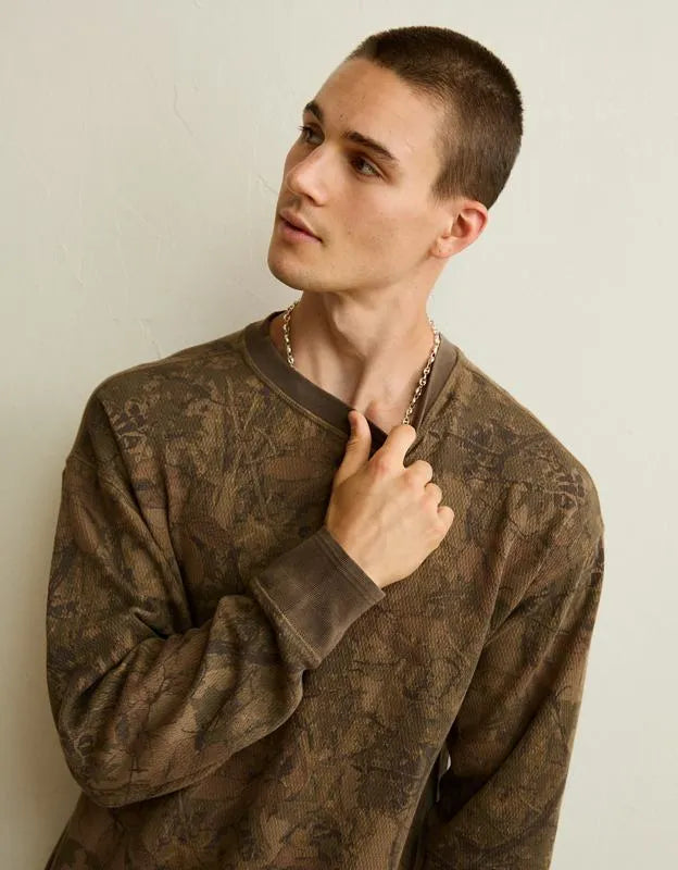 AE Boxy Fit Garment-Washed Thermal Shirt
