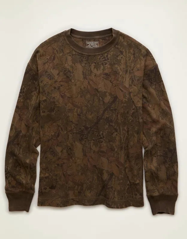 AE Boxy Fit Garment-Washed Thermal Shirt