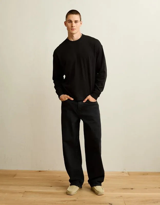 AE Boxy Fit Garment-Washed Thermal Shirt