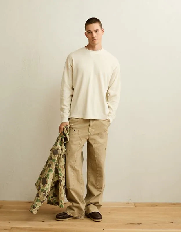 AE Boxy Fit Garment-Washed Thermal Shirt