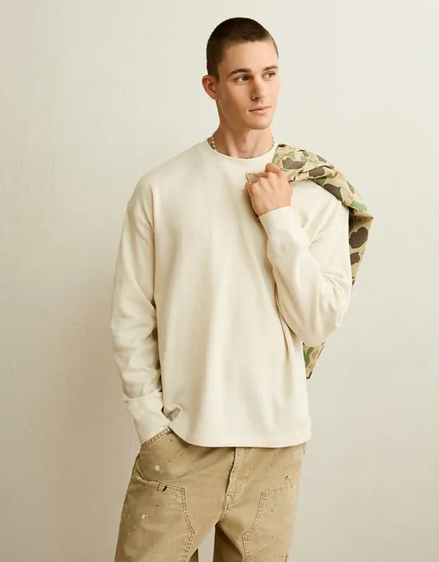 AE Boxy Fit Garment-Washed Thermal Shirt