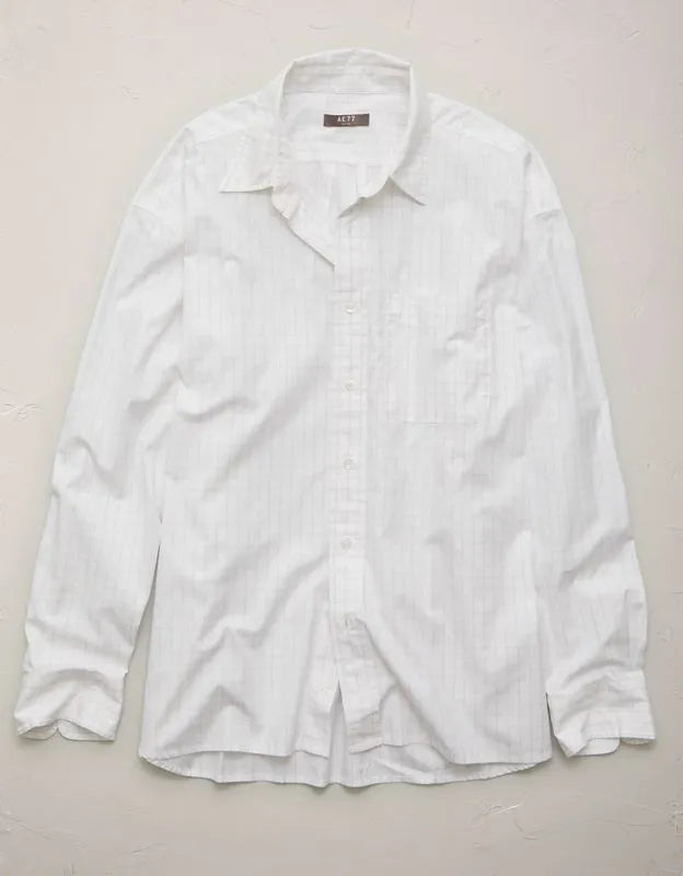 AE77 Premium Relaxed Striped Poplin Button-Up Shirt