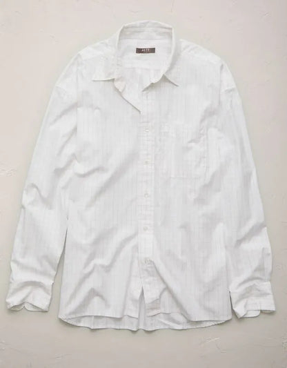 AE77 Premium Relaxed Striped Poplin Button-Up Shirt