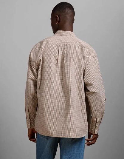 AE77 Premium Relaxed Striped Poplin Button-Up Shirt