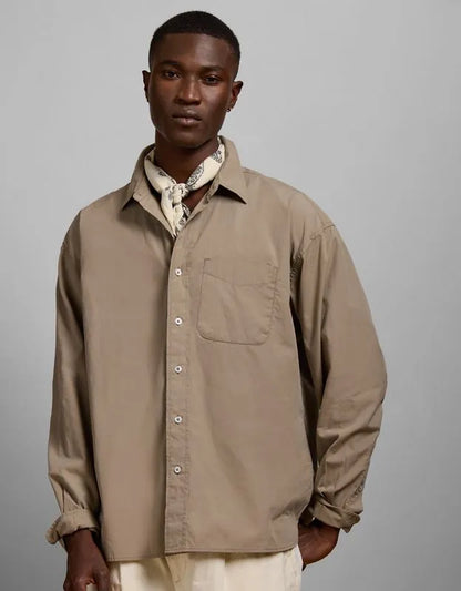 AE77 Premium Relaxed Striped Poplin Button-Up Shirt