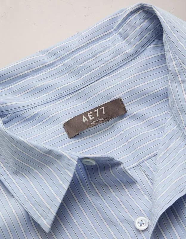 AE77 Premium Relaxed Striped Poplin Button-Up Shirt