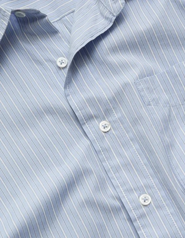 AE77 Premium Relaxed Striped Poplin Button-Up Shirt