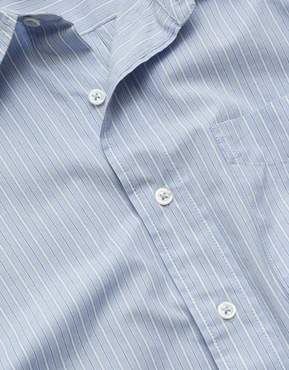 AE77 Premium Relaxed Striped Poplin Button-Up Shirt