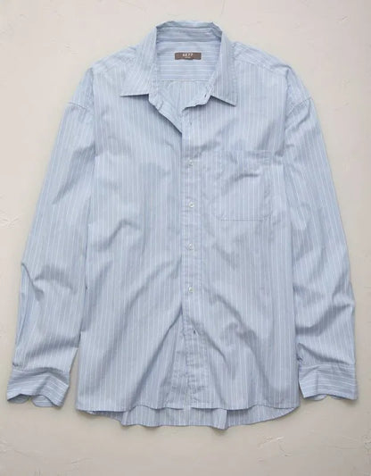 AE77 Premium Relaxed Striped Poplin Button-Up Shirt