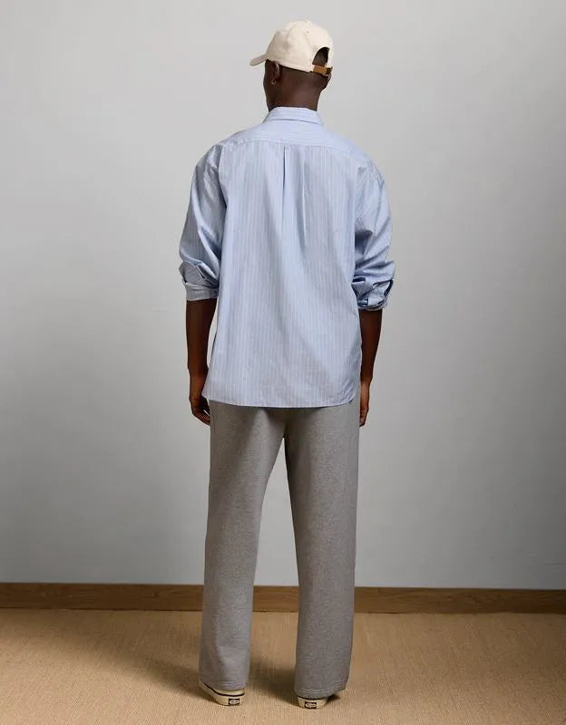 AE77 Premium Relaxed Striped Poplin Button-Up Shirt