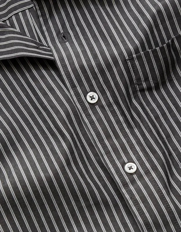 AE77 Premium Relaxed Striped Poplin Button-Up Shirt