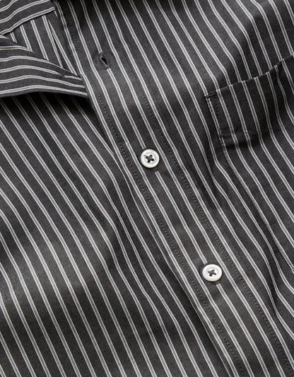 AE77 Premium Relaxed Striped Poplin Button-Up Shirt
