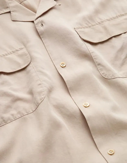 AE77 Premium Relaxed Short-Sleeve Button-Up Shirt
