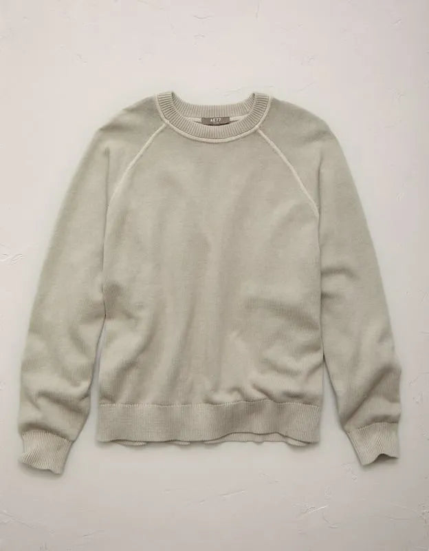 AE77 Garment-Washed Raglan Sweater