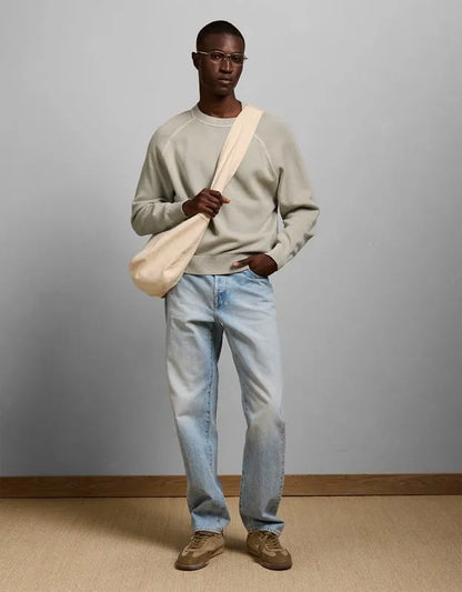 AE77 Garment-Washed Raglan Sweater