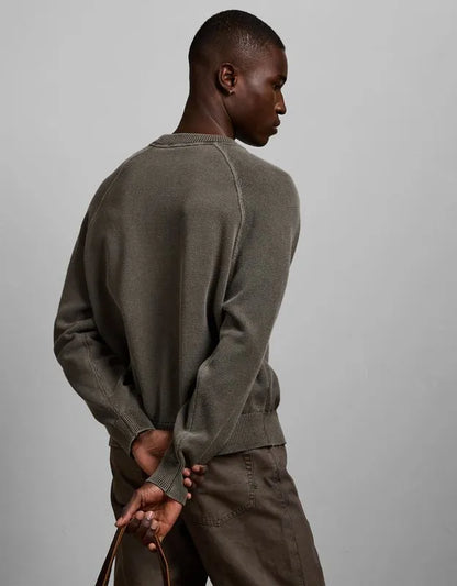 AE77 Garment-Washed Raglan Sweater