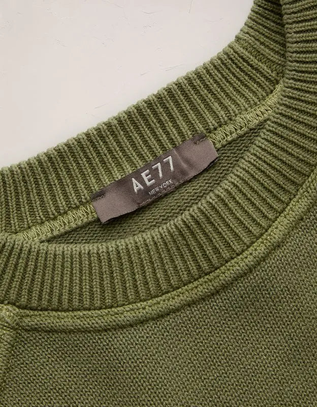 AE77 Garment-Washed Raglan Sweater
