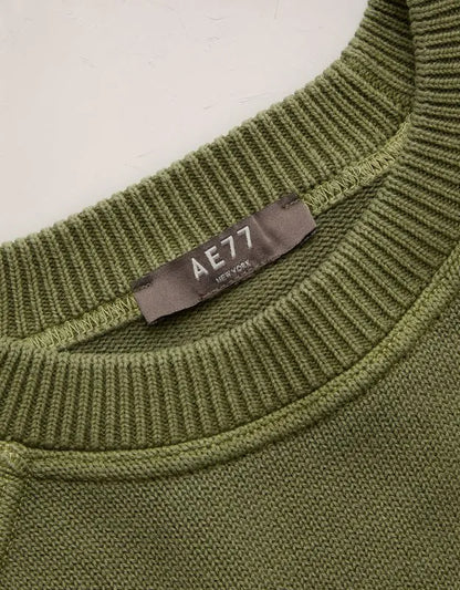 AE77 Garment-Washed Raglan Sweater