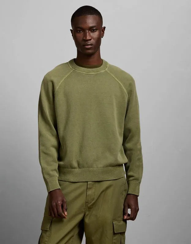 AE77 Garment-Washed Raglan Sweater