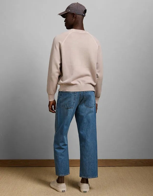AE77 Garment-Washed Raglan Sweater