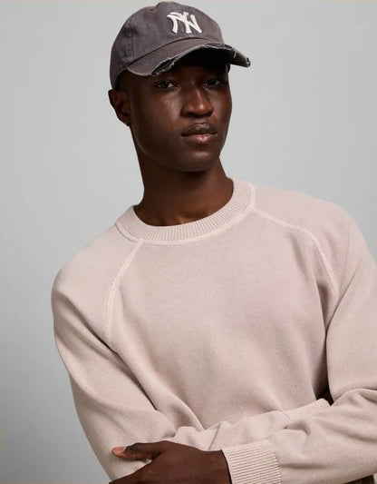 AE77 Garment-Washed Raglan Sweater