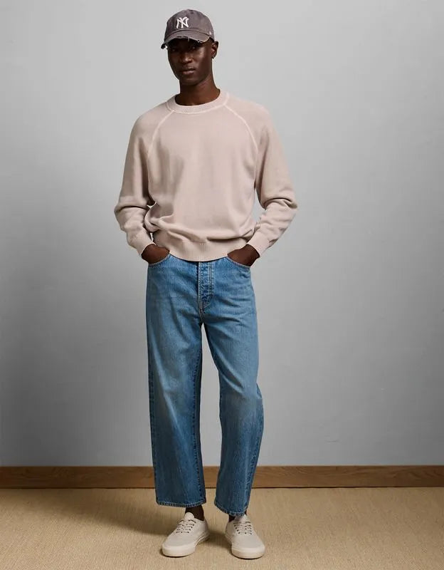 AE77 Garment-Washed Raglan Sweater