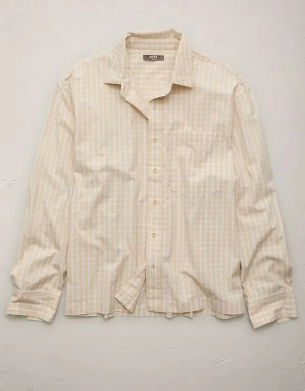 AE77 Poplin Military Button-Up Shirt