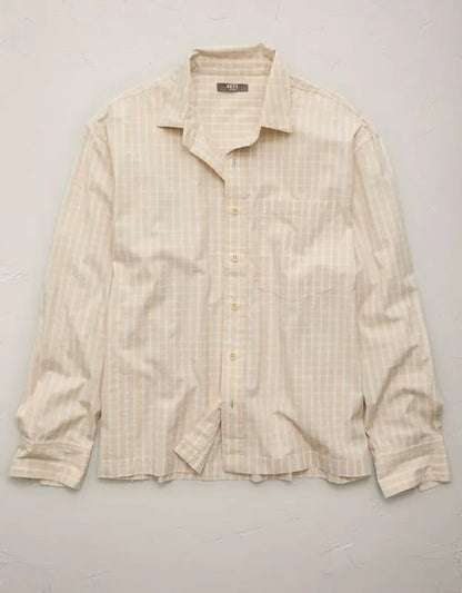 AE77 Poplin Military Button-Up Shirt