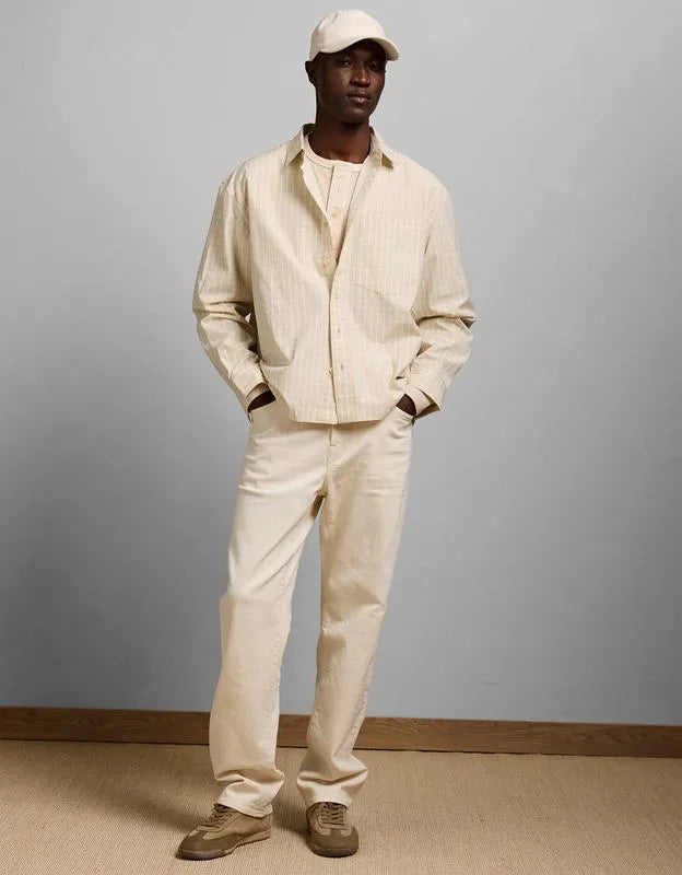 AE77 Poplin Military Button-Up Shirt