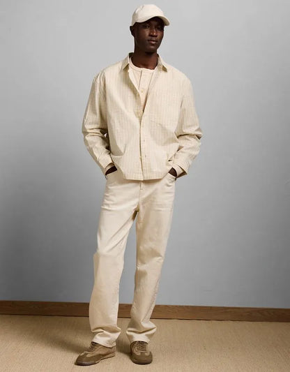AE77 Poplin Military Button-Up Shirt