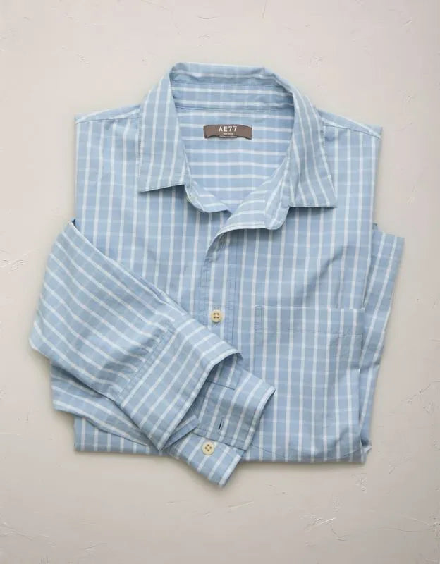 AE77 Poplin Military Button-Up Shirt