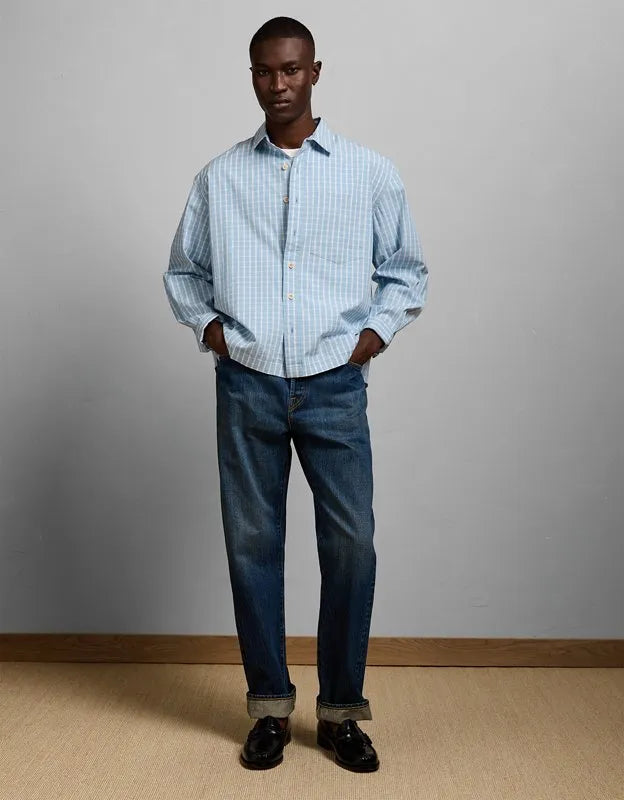 AE77 Poplin Military Button-Up Shirt