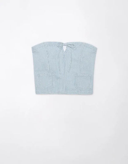 AE Cropped Railroad Denim Top