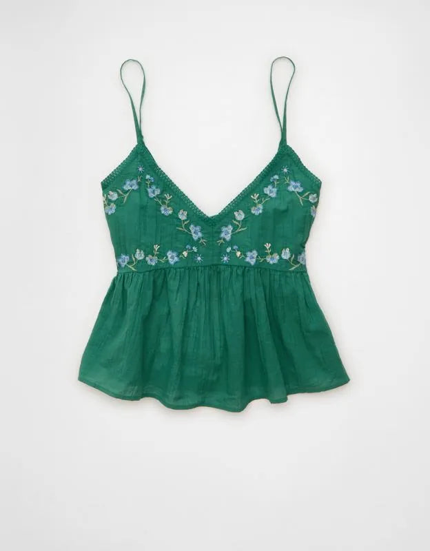 AE Embroidered V-Neck Babydoll Cami