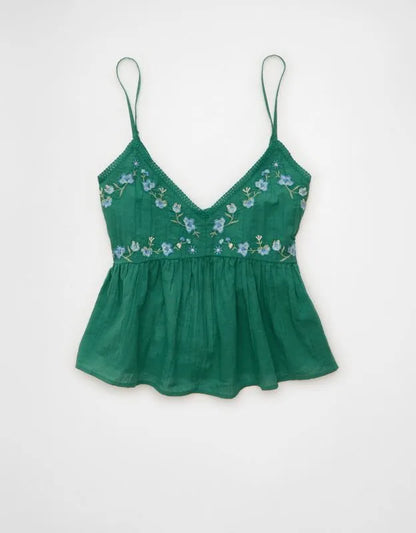 AE Embroidered V-Neck Babydoll Cami