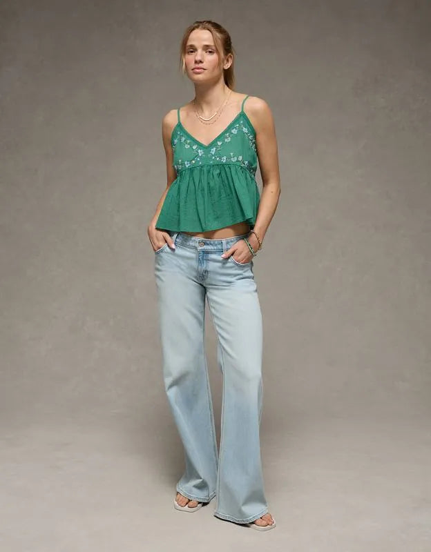 AE Embroidered V-Neck Babydoll Cami