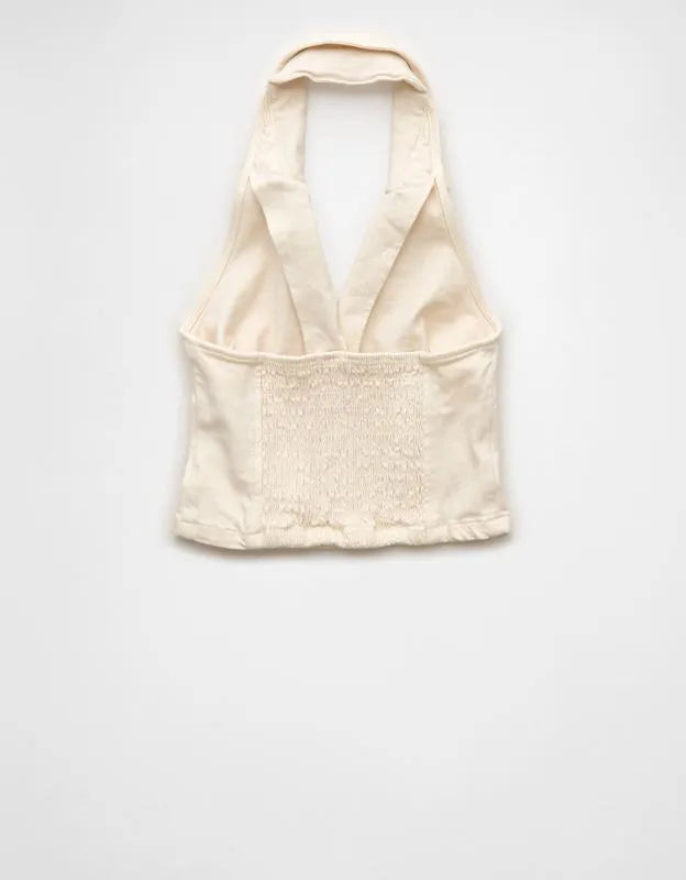 AE Collared Denim Halter Vest