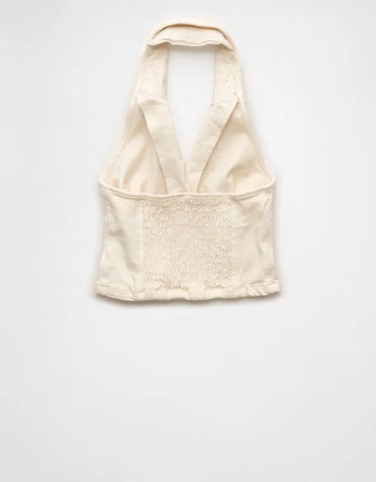 AE Collared Denim Halter Vest