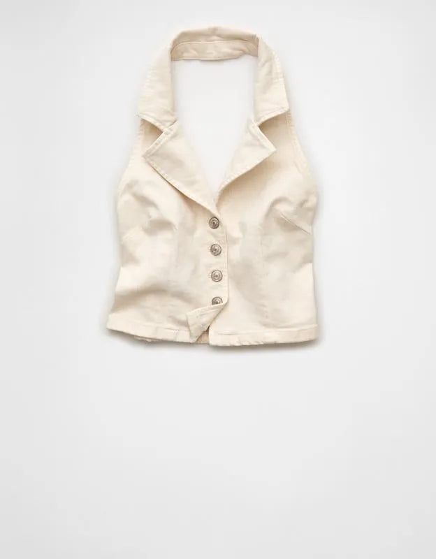 AE Collared Denim Halter Vest