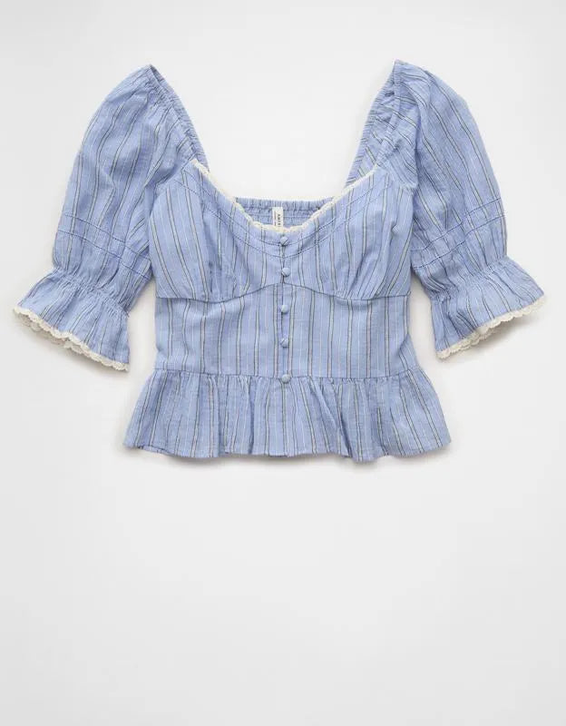 AE Puff Sleeve Pintuck Blouse