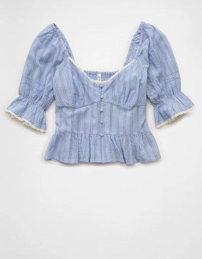 AE Puff Sleeve Pintuck Blouse