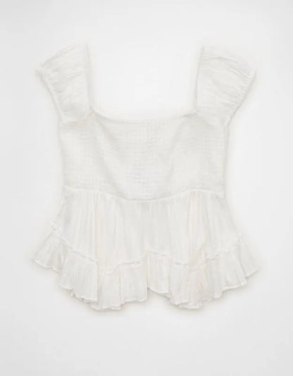 AE Lace Trim Babydoll Blouse